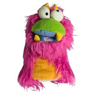 Manhattan Toy Hand Puppet Monster 14" Pink Furry Ponytails Bow Colorful Accessor
